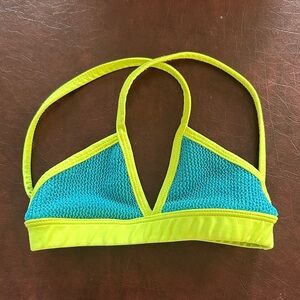 Five Dancewear Neon Yellow & Turquoise Triangle dance top!